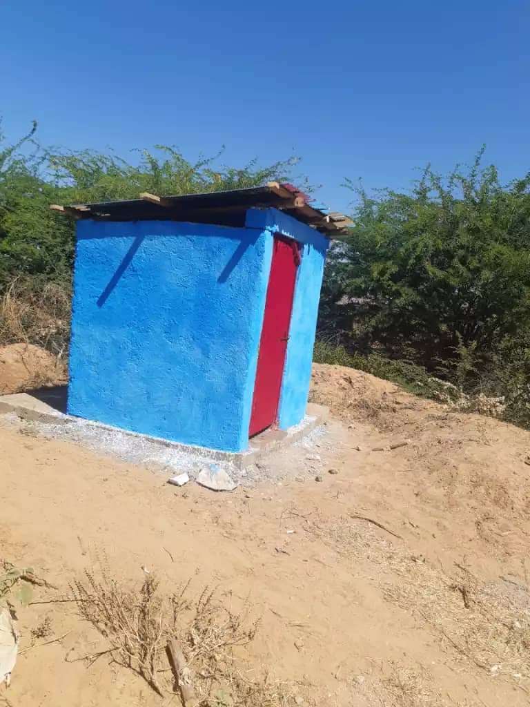 outhouse painted blue